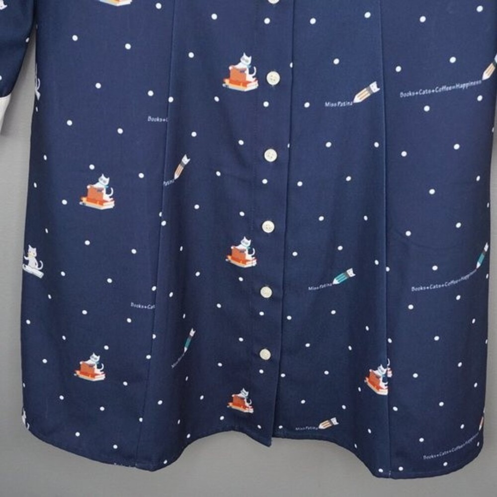 Miss Patina Kiterture Books Cat Kitten Dress in Navy size Small Excellent Condit - Picture 9 of 15